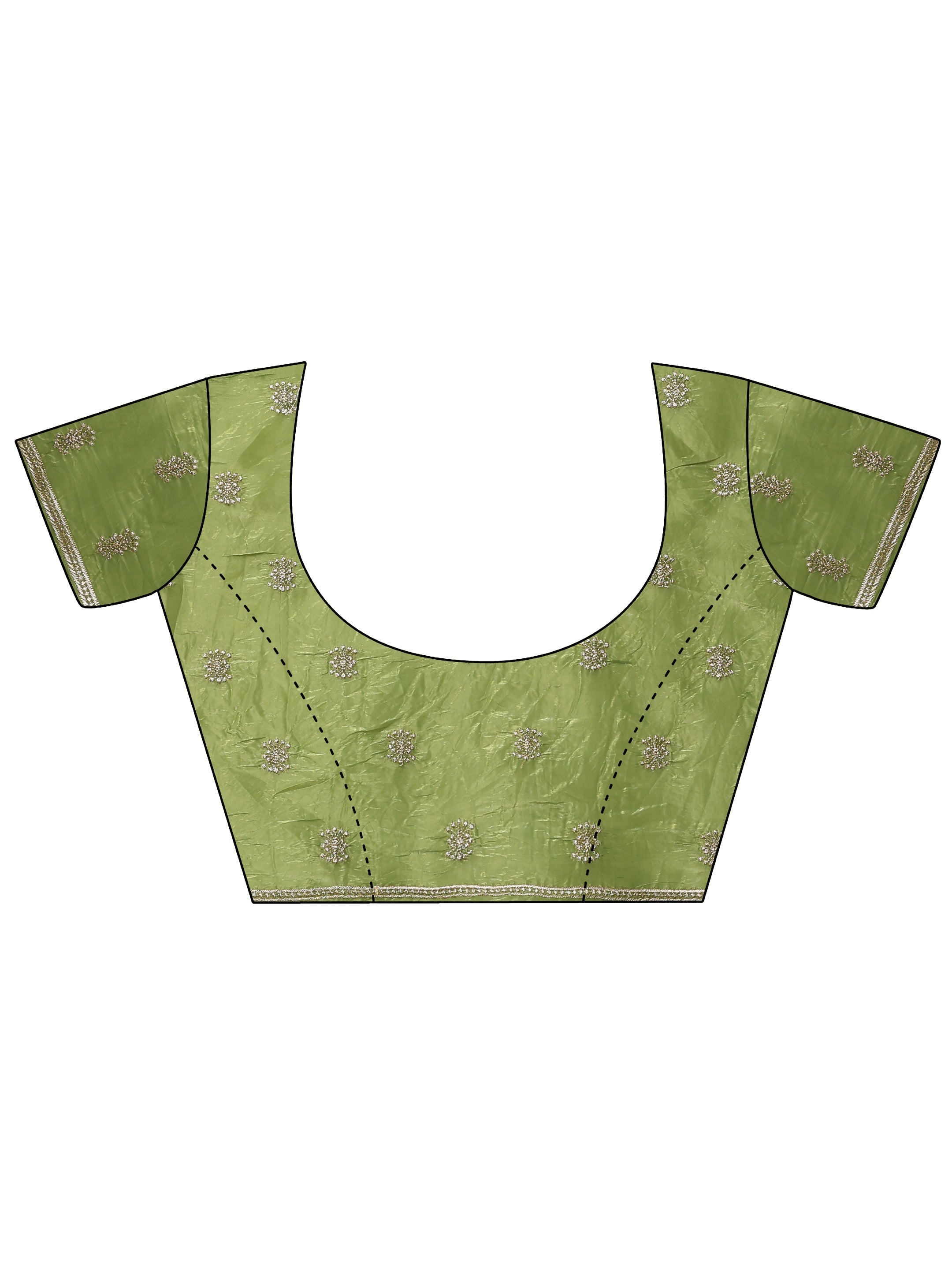 Green Embroidered Organza Saree With Unstitched Blouse Piece