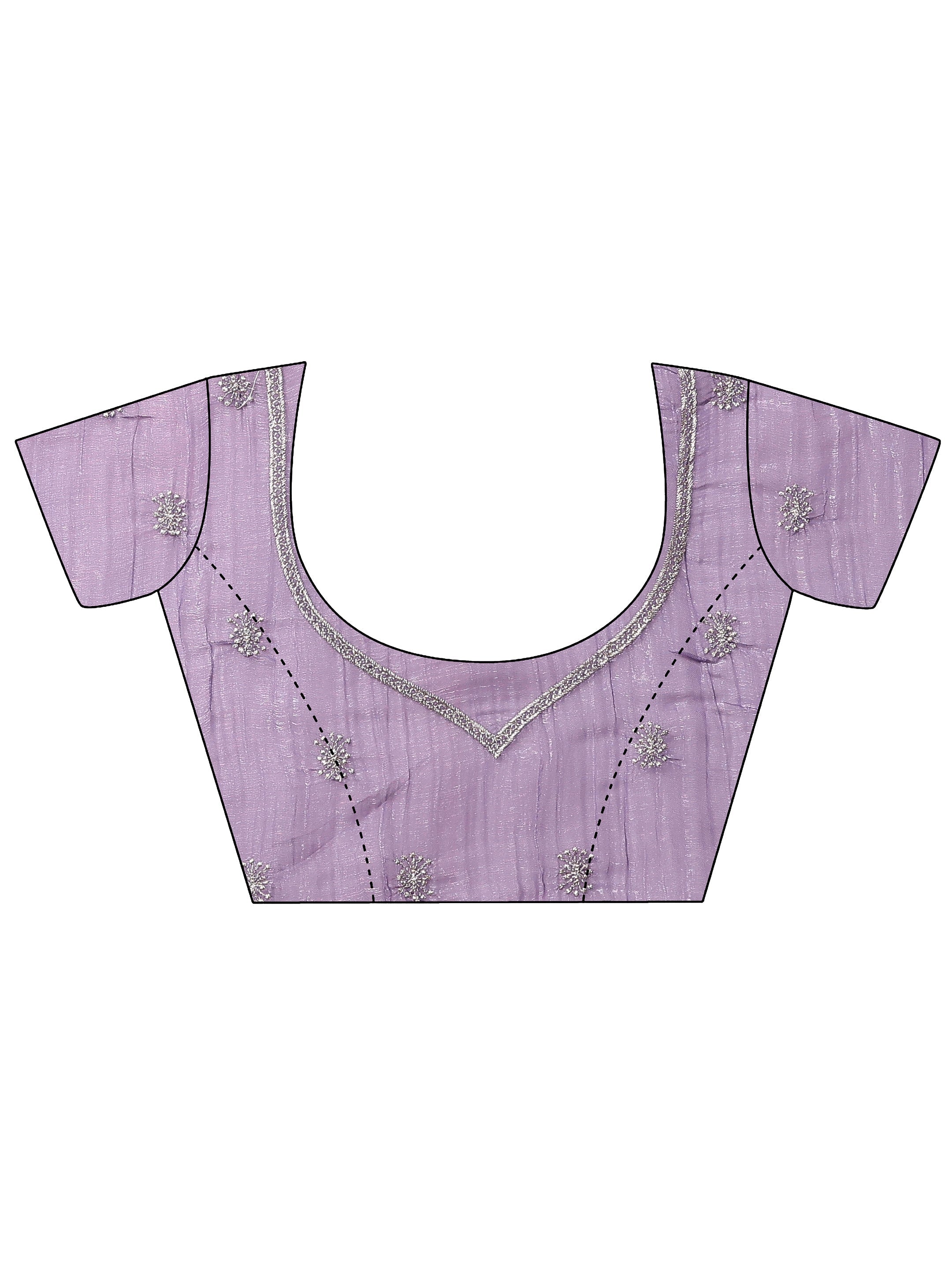 Lavender Embroidered Organza Saree With Unstitched Blouse Piece