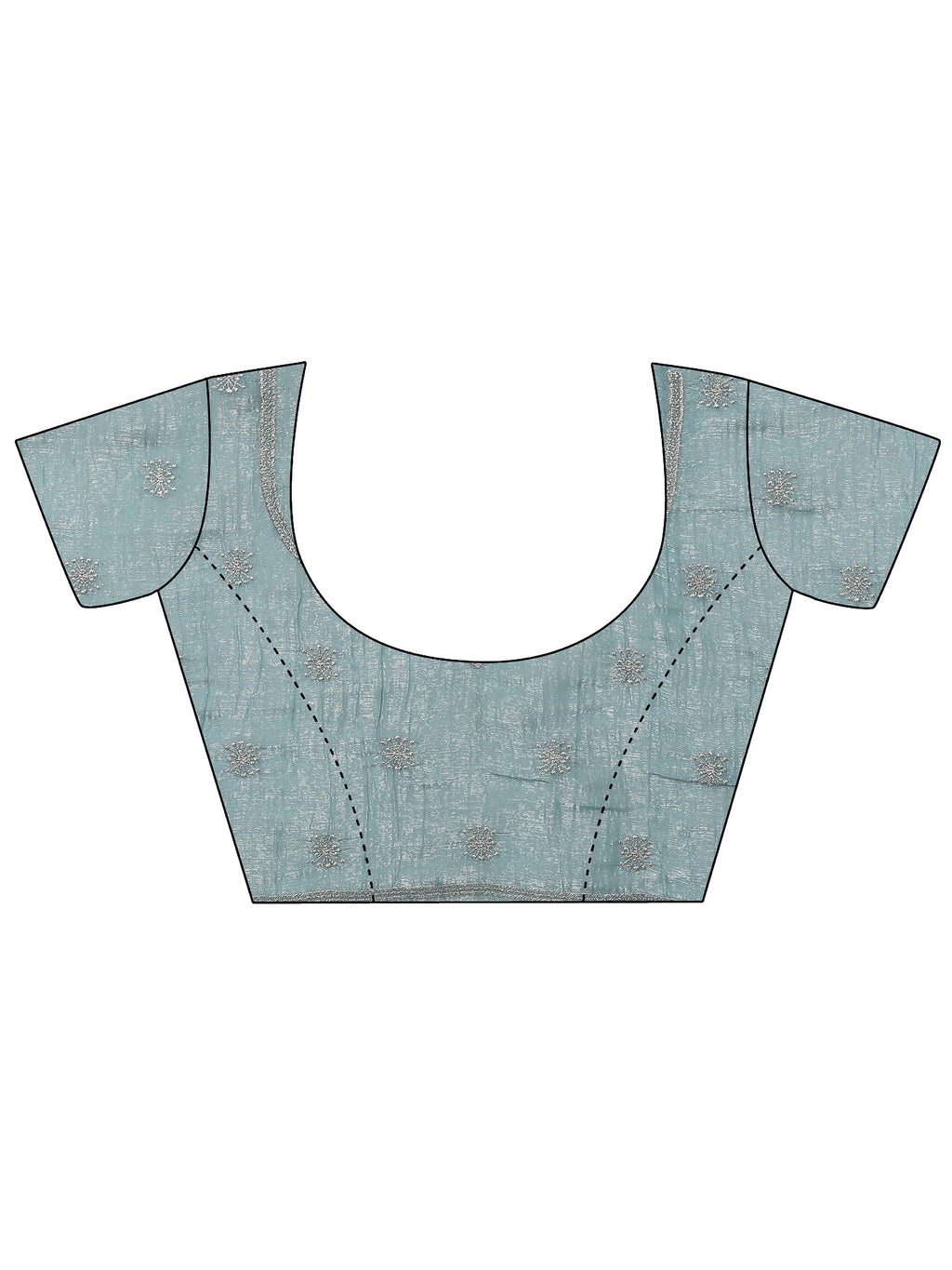 Blue Embroidered Organza Saree With Unstitched Blouse Piece