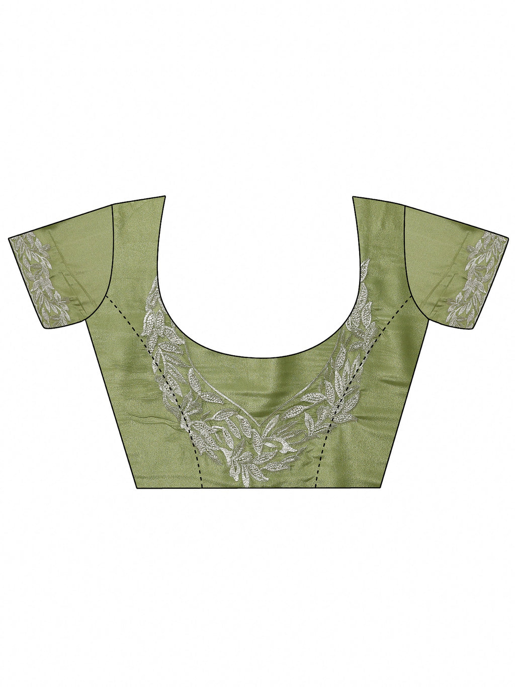 Green Embellished Chinon Saree With Unstitched Blouse Piece