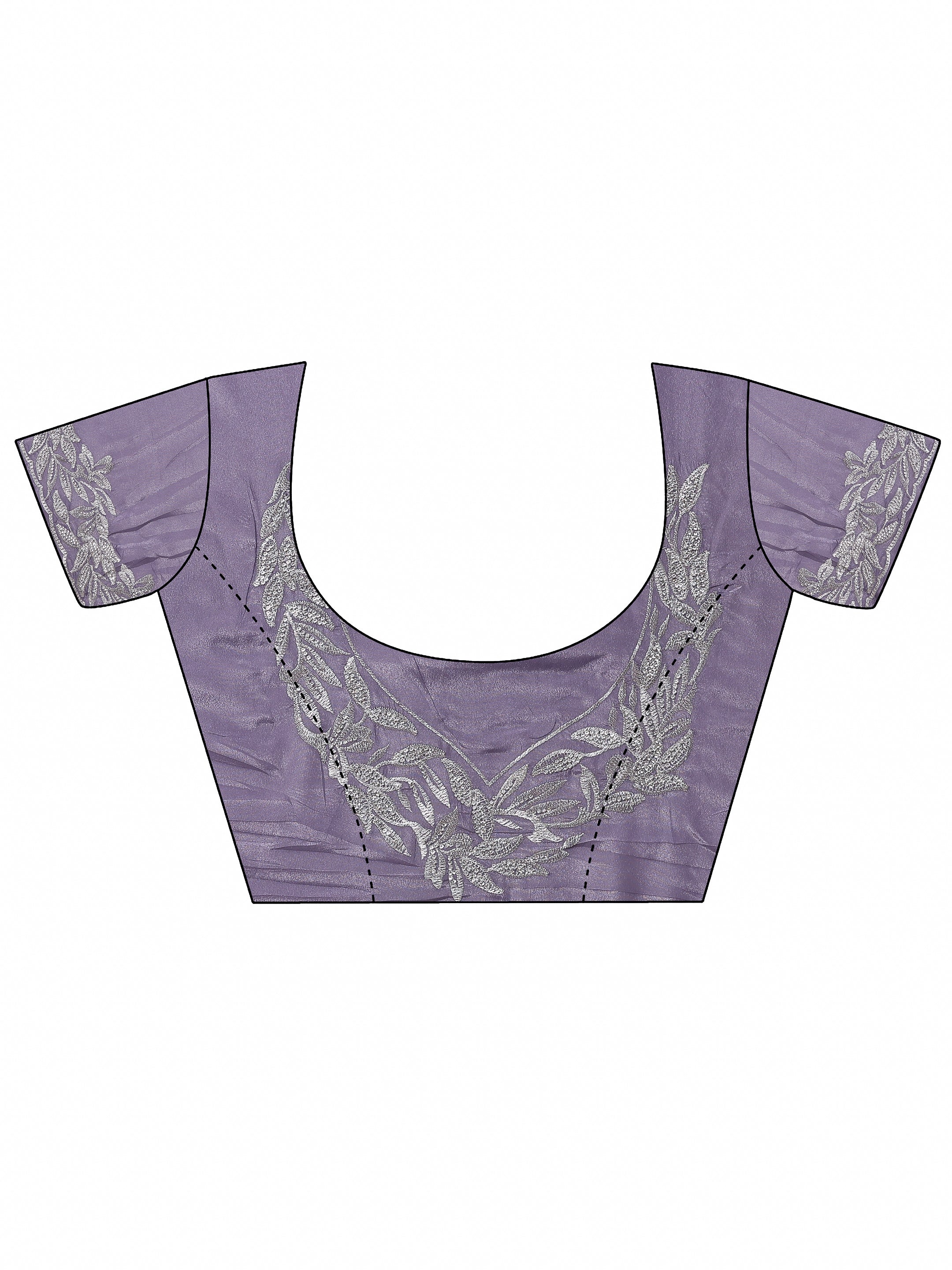 Lavender Embellished Chinon Saree With Unstitched Blouse Piece