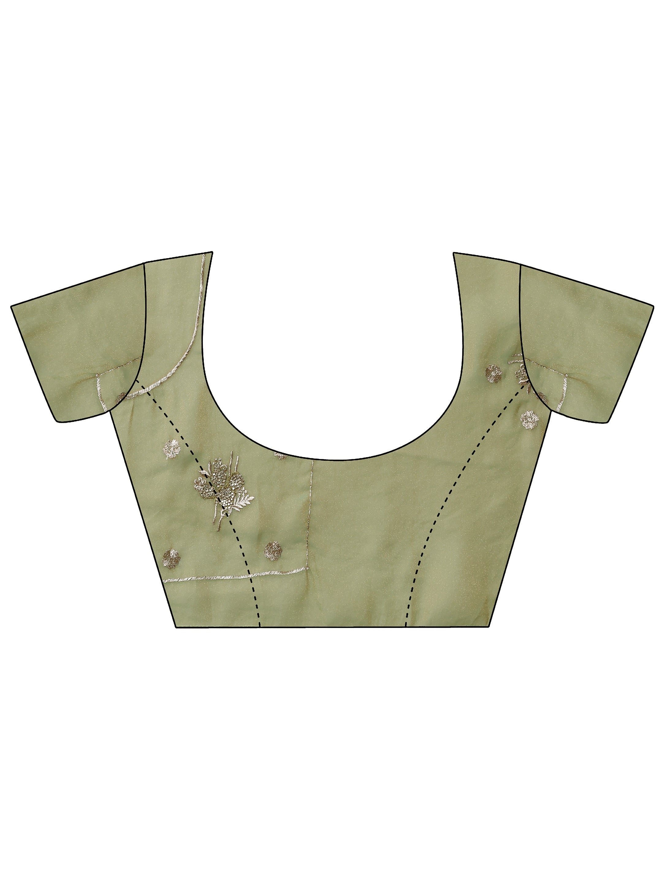 Green Embellished Organza Saree With Unstitched Blouse Piece