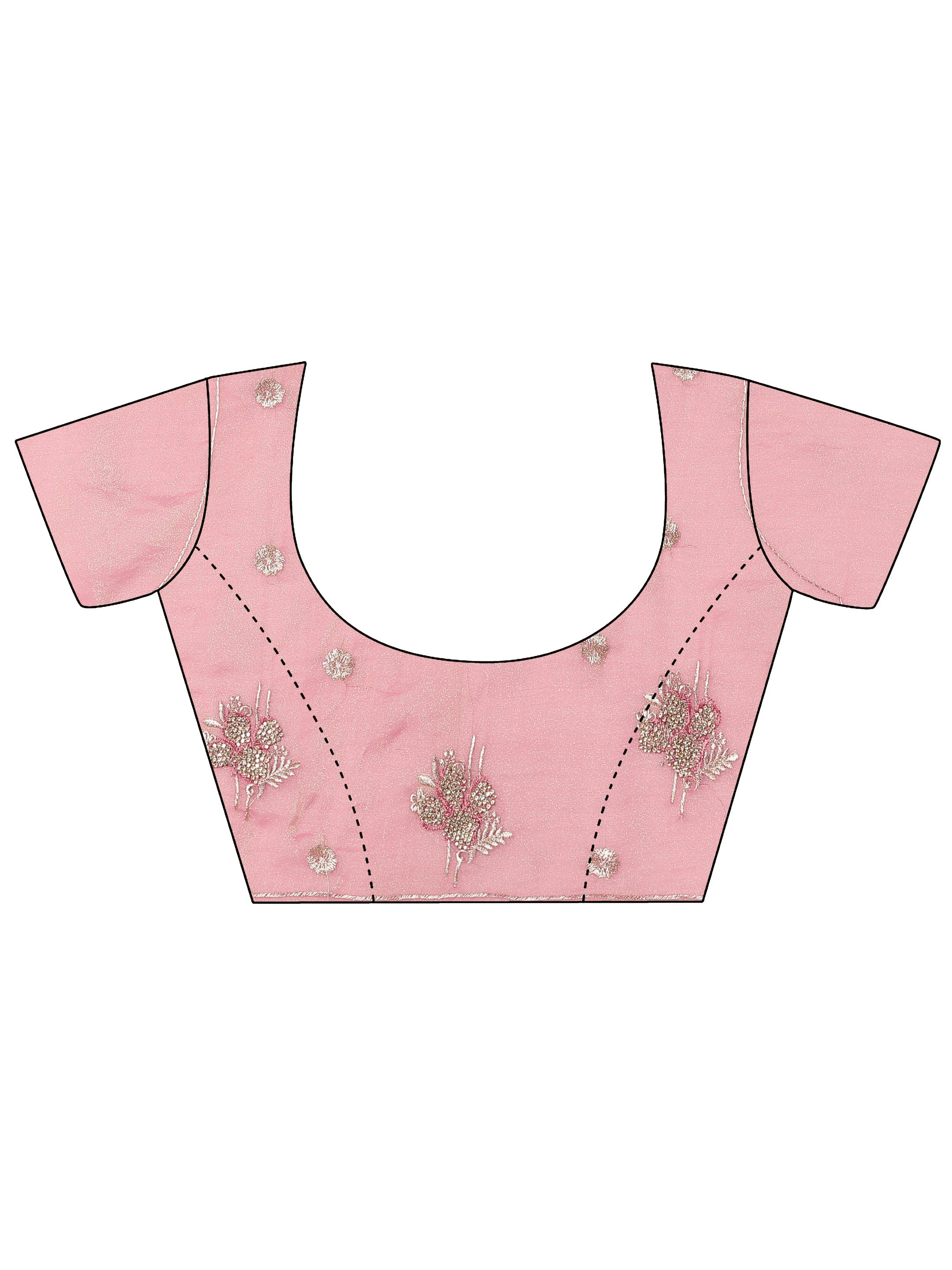 Pink Embellished Organza Saree With Unstitched Blouse Piece