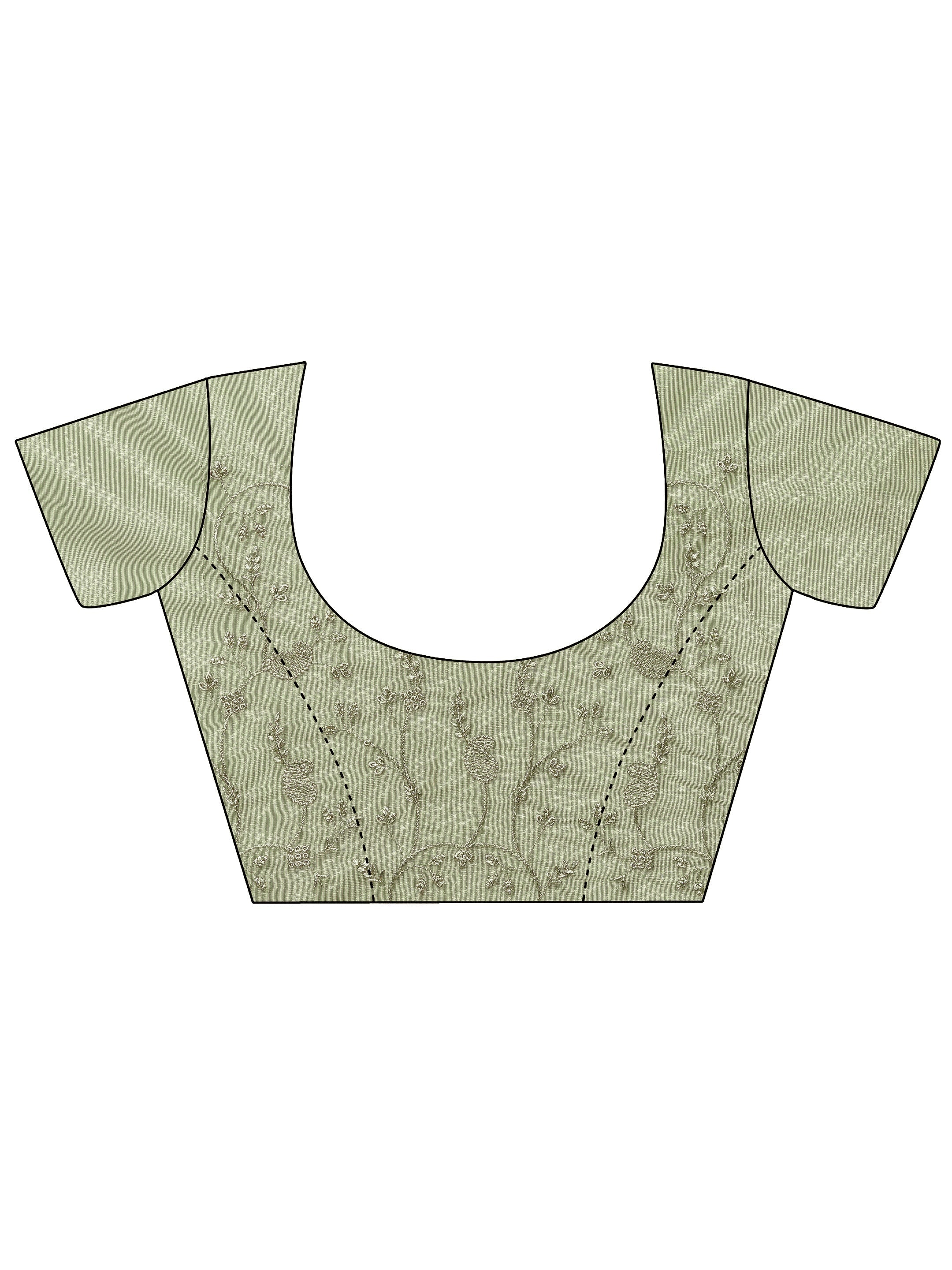 Green Embellished Nylon Saree With Unstitched Blouse Piece