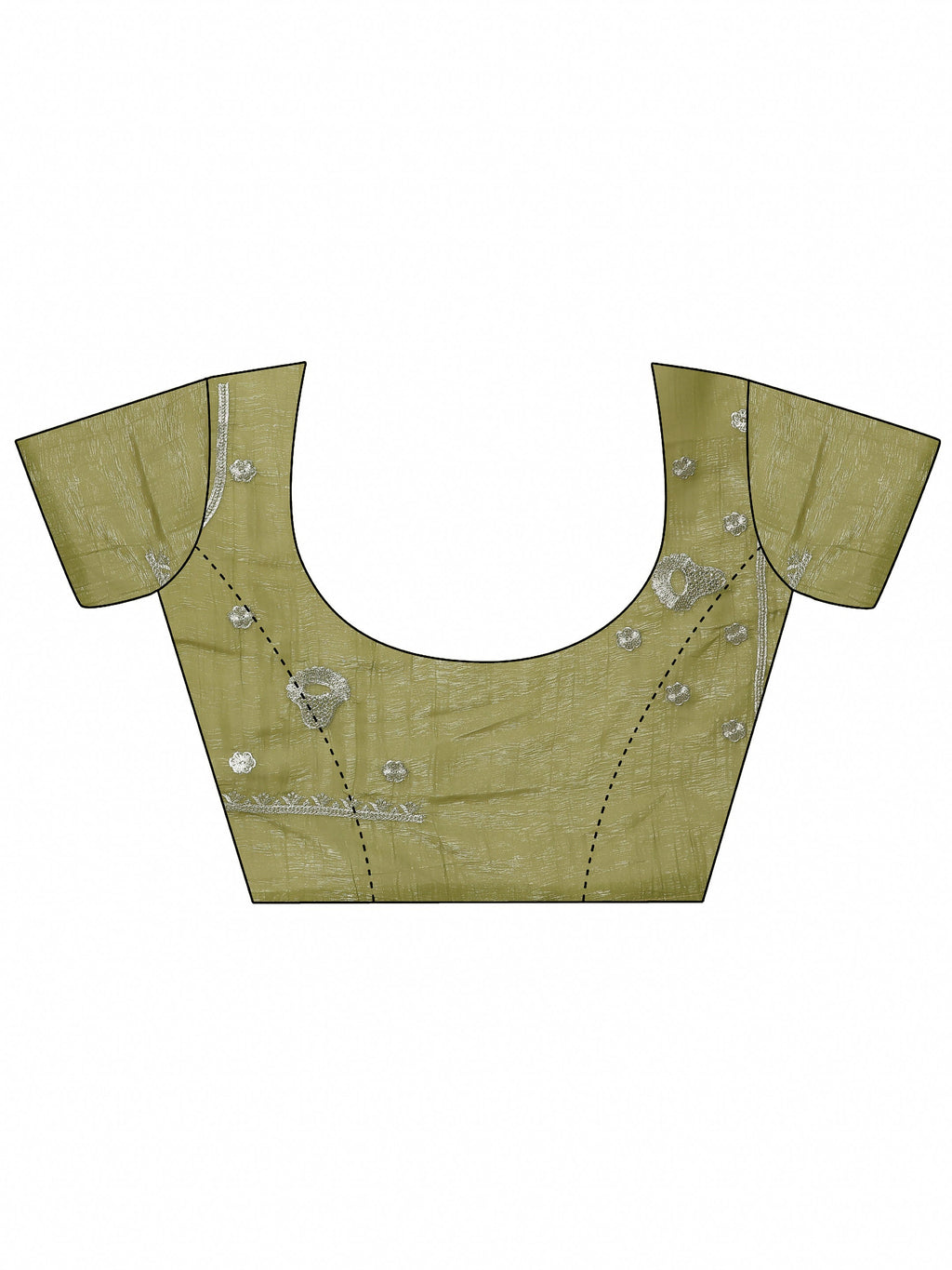 Green Embellished Chinon Saree With Unstitched Blouse Piece