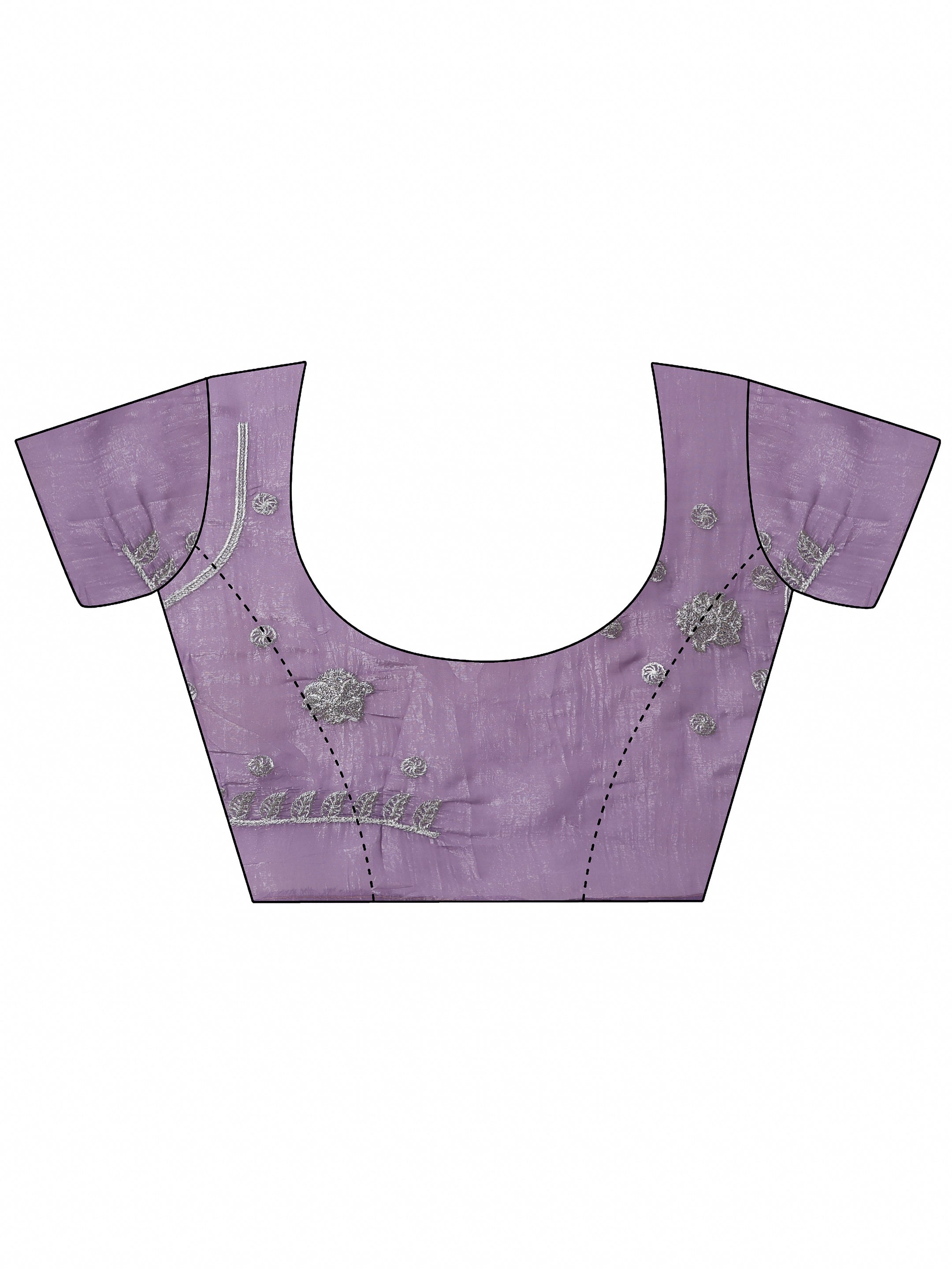 Lavender Embellished Chinon Saree With Unstitched Blouse Piece