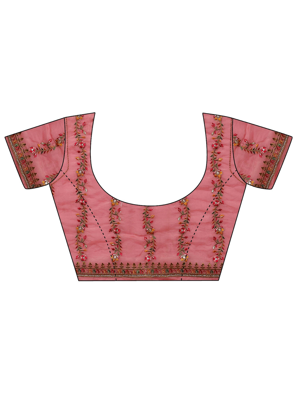 Pink Embroidered Organza Saree With Unstitched Blouse Piece