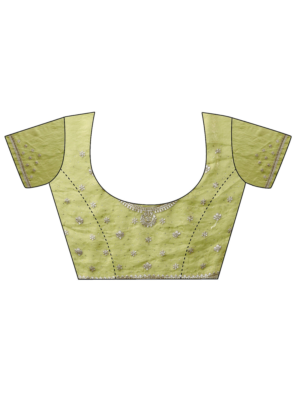 Green Embellished Organza Saree With Unstitched Blouse Piece