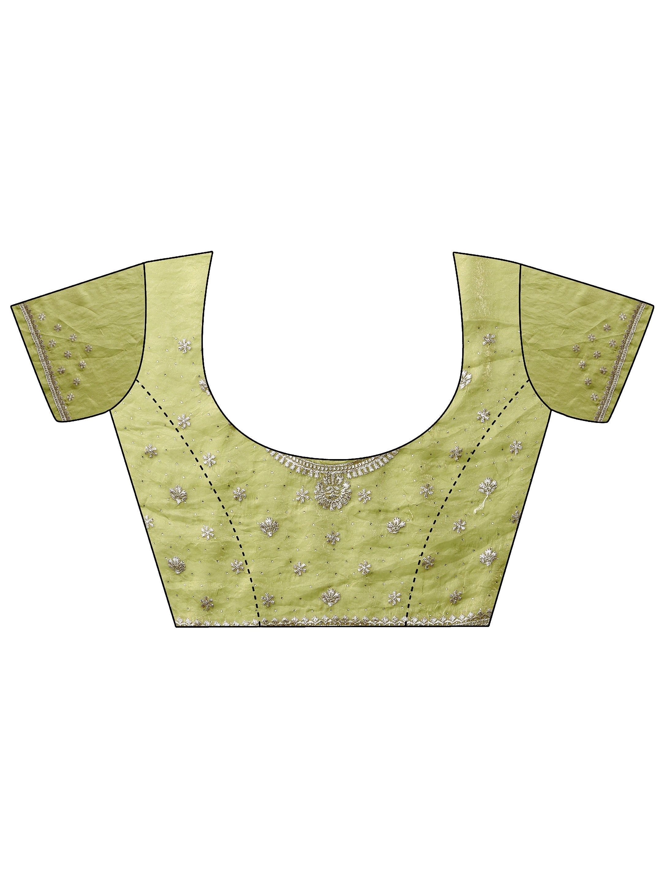 Green Embellished Organza Saree With Unstitched Blouse Piece