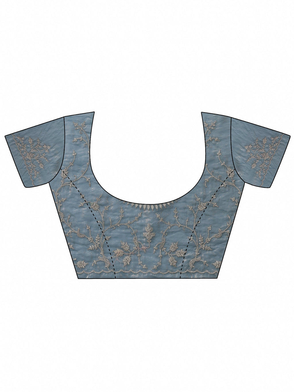 Blue Embellished Organza Saree With Unstitched Blouse Piece