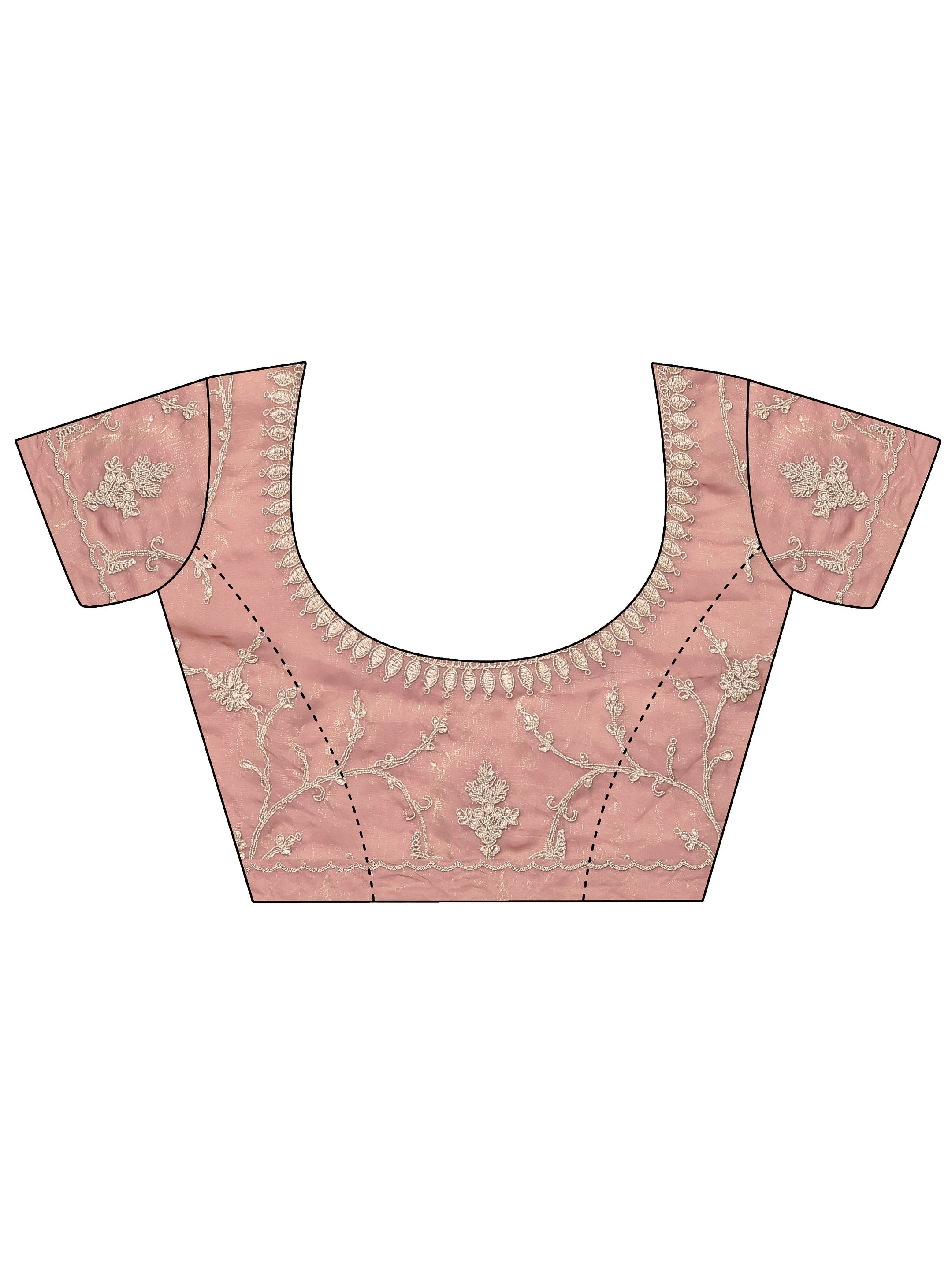 Pink Embellished Organza Saree With Unstitched Blouse Piece