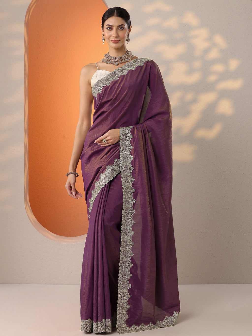 Burgundy Solid Organza Saree With Unstitched Blouse Piece