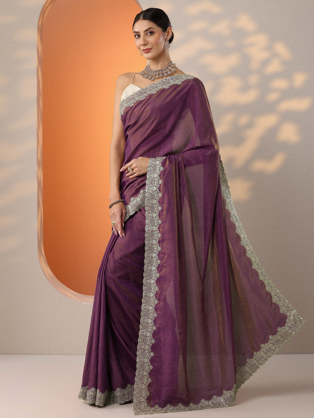 Burgundy Solid Organza Saree With Unstitched Blouse Piece