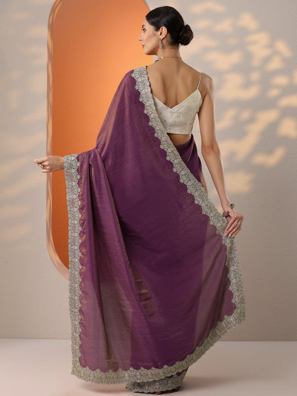 Burgundy Solid Organza Saree With Unstitched Blouse Piece