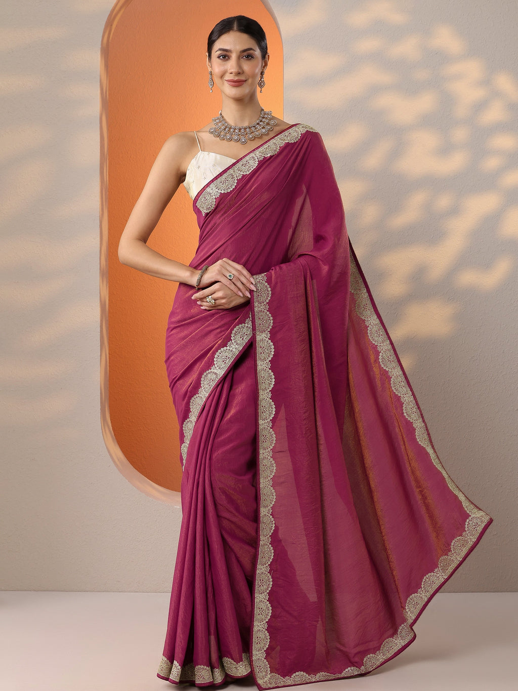 Pink Solid Organza Saree With Unstitched Blouse Piece