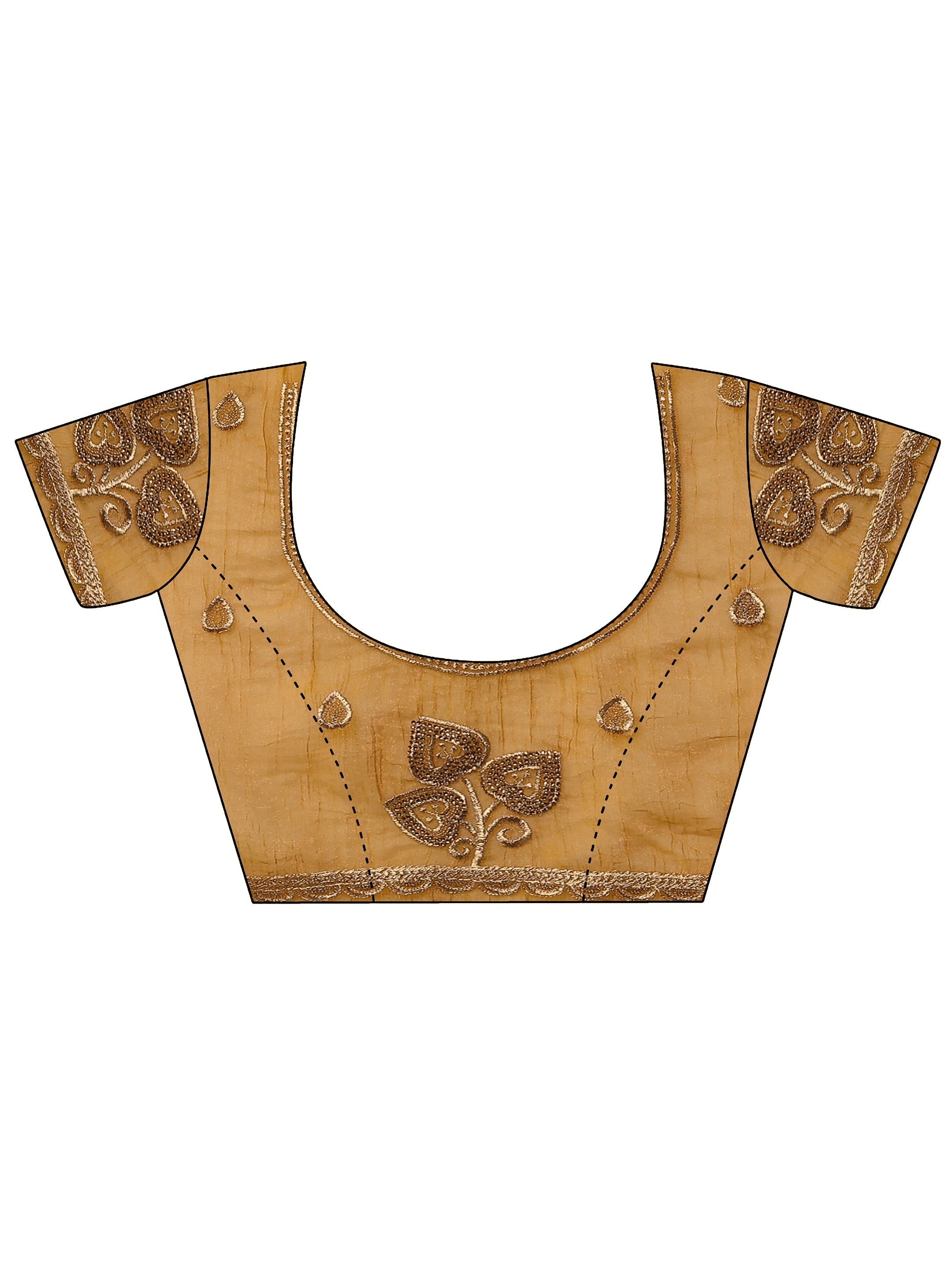 Mustard Embroidered Chinon Saree With Unstitched Blouse Piece