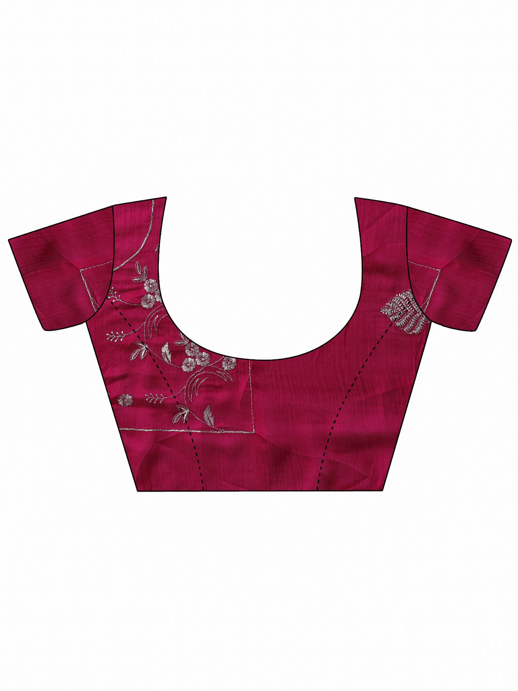 Pink Embroidered Chinon Saree With Unstitched Blouse Piece