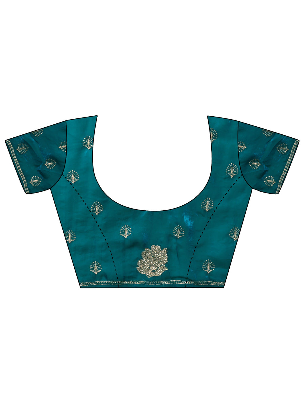 Green Embroidered Organza Saree With Unstitched Blouse Piece