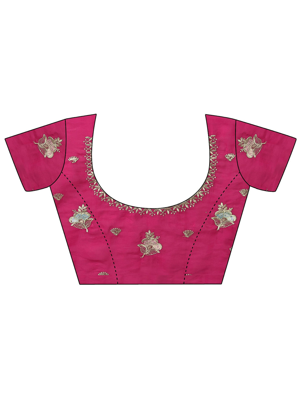 Pink Embroidered Organza Saree With Unstitched Blouse Piece