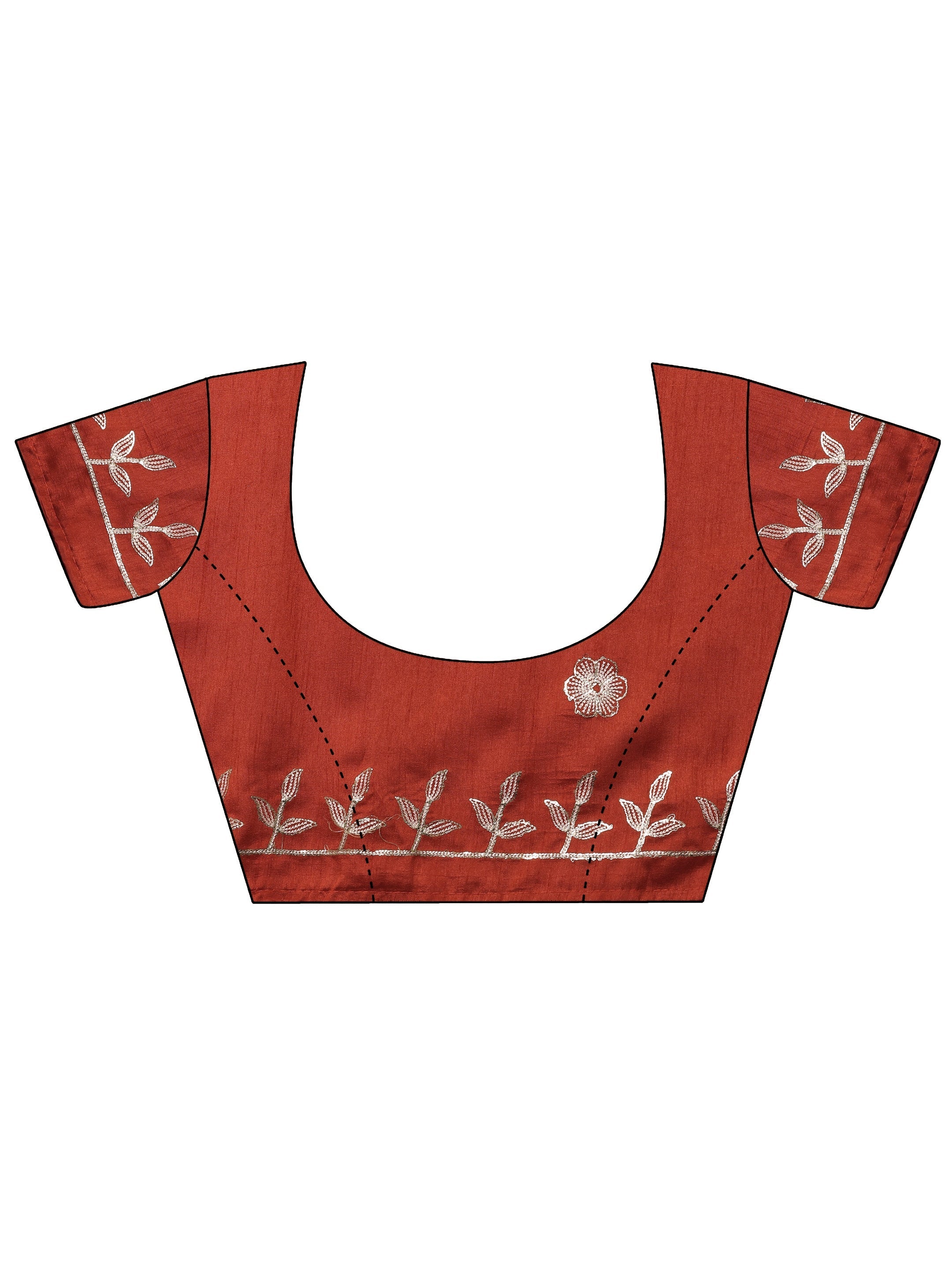 Orange Embroidered Organza Saree With Unstitched Blouse Piece