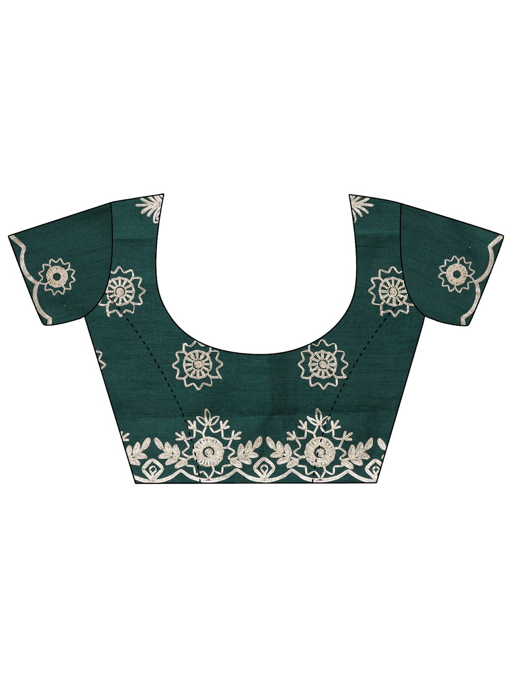 Green Embroidered Silk Blend Saree With Unstitched Blouse Piece