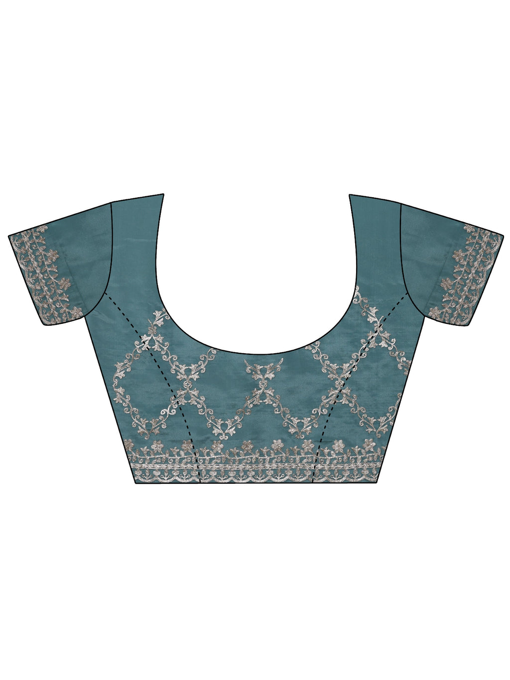 Blue Embroidered Silk Blend Saree With Unstitched Blouse Piece