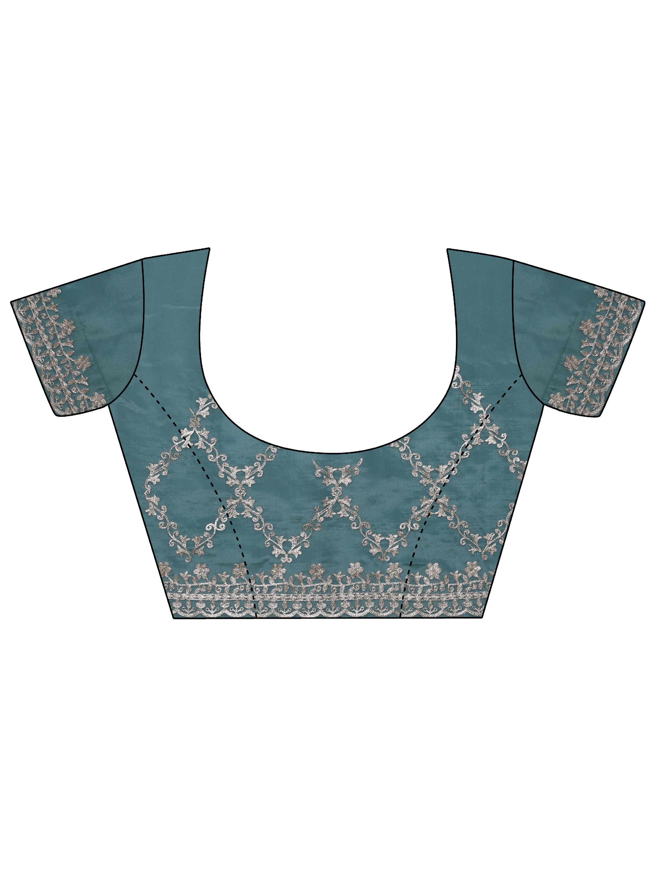 Blue Embroidered Silk Blend Saree With Unstitched Blouse Piece