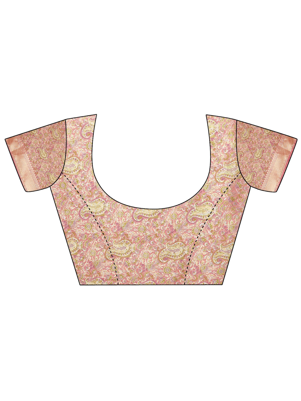 Peach Woven Design Banarasi Silk Blend Saree With Unstitched Blouse Piece