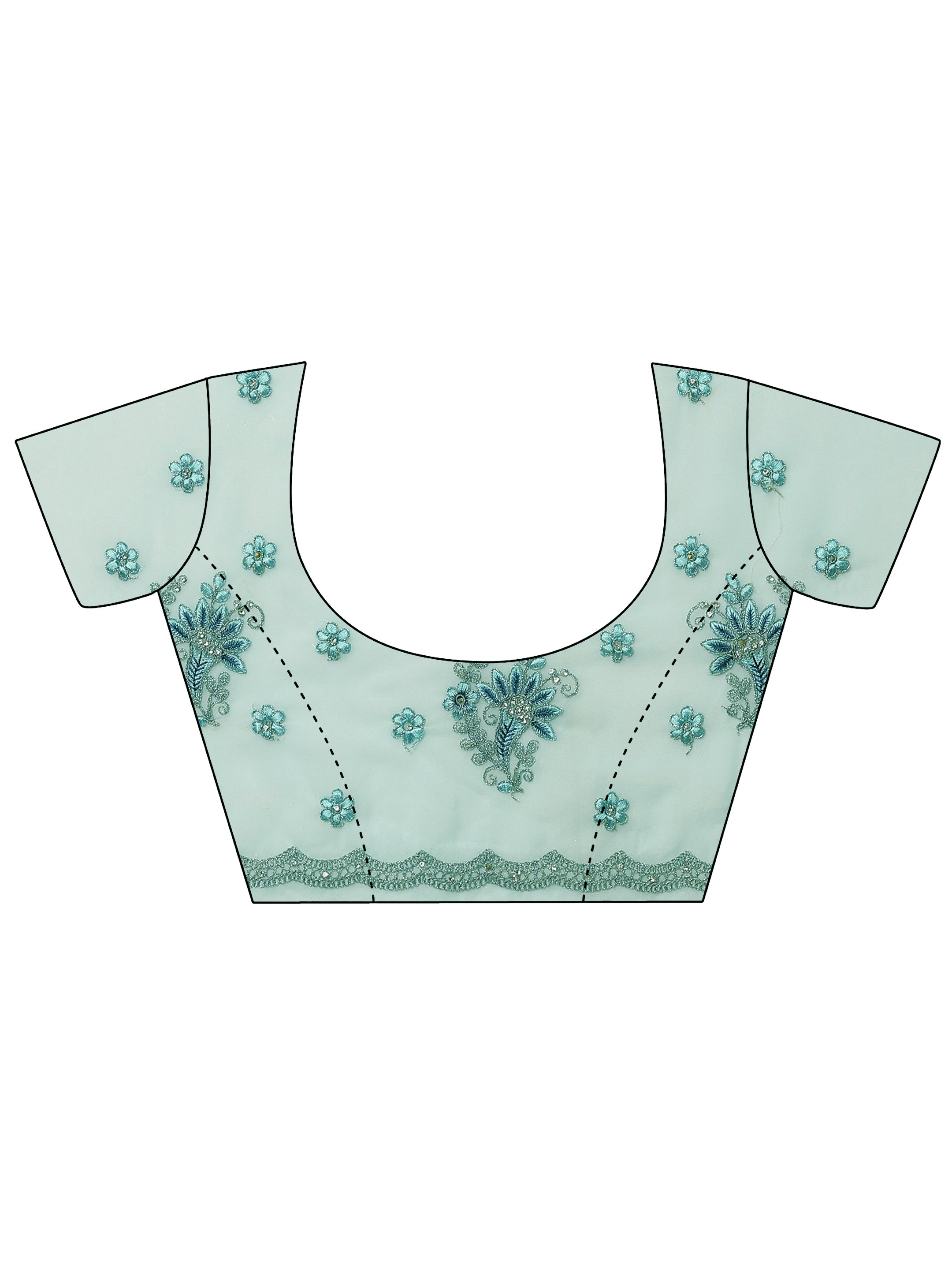 Blue Embroidered Georgette Saree With Unstitched Blouse Piece