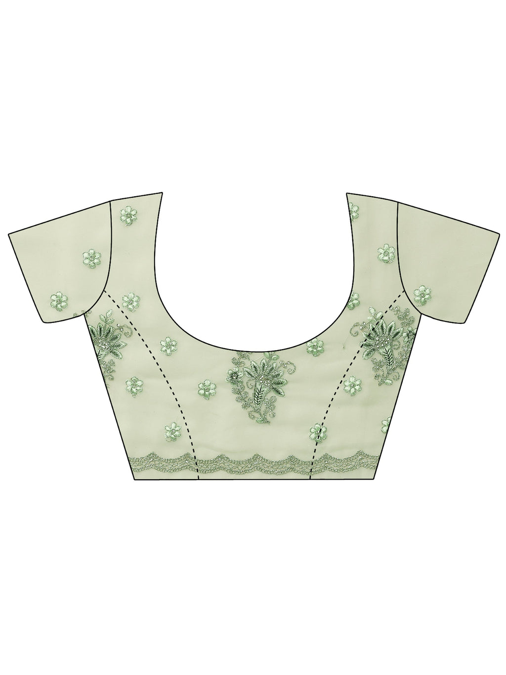 Green Embroidered Georgette Saree With Unstitched Blouse Piece