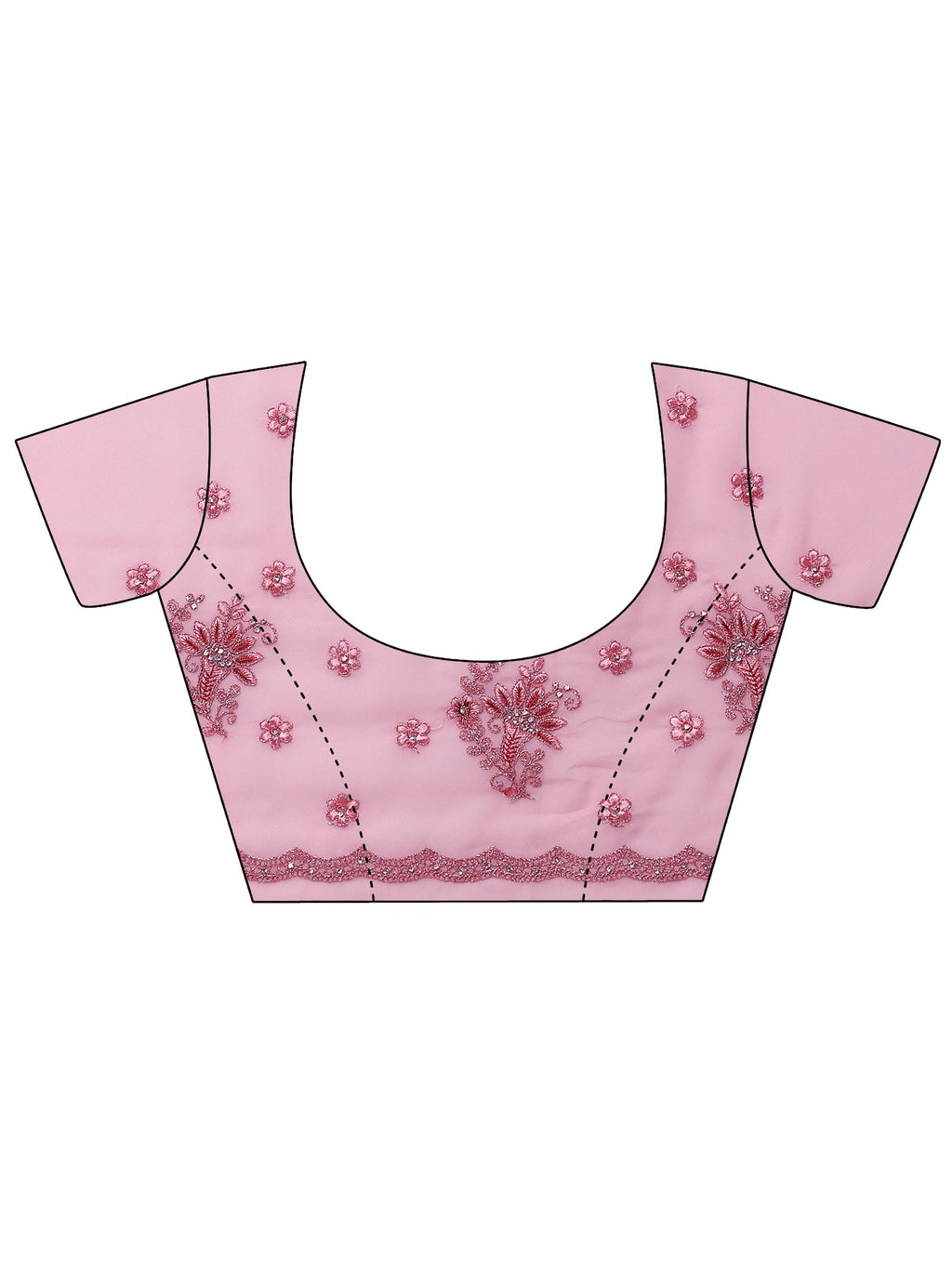 Peach Embroidered Georgette Saree With Unstitched Blouse Piece