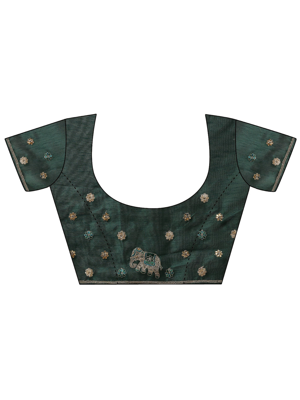 Mustard Printed Chinon Saree With Unstitched Blouse Piece