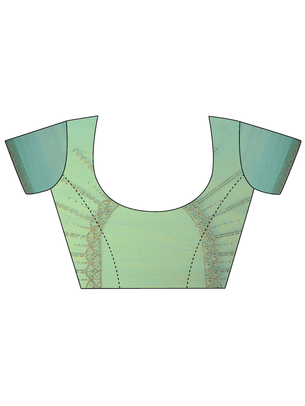 Green Embellished Nylon Sarees With Unstitched Blouse Piece