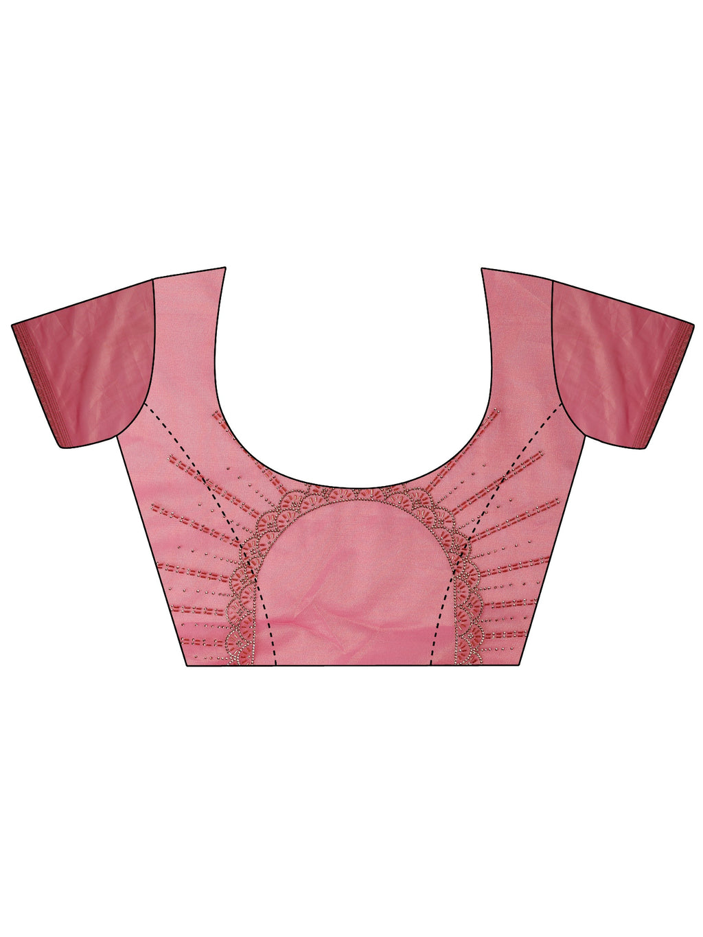 Pink Embellished Nylon Sarees With Unstitched Blouse Piece
