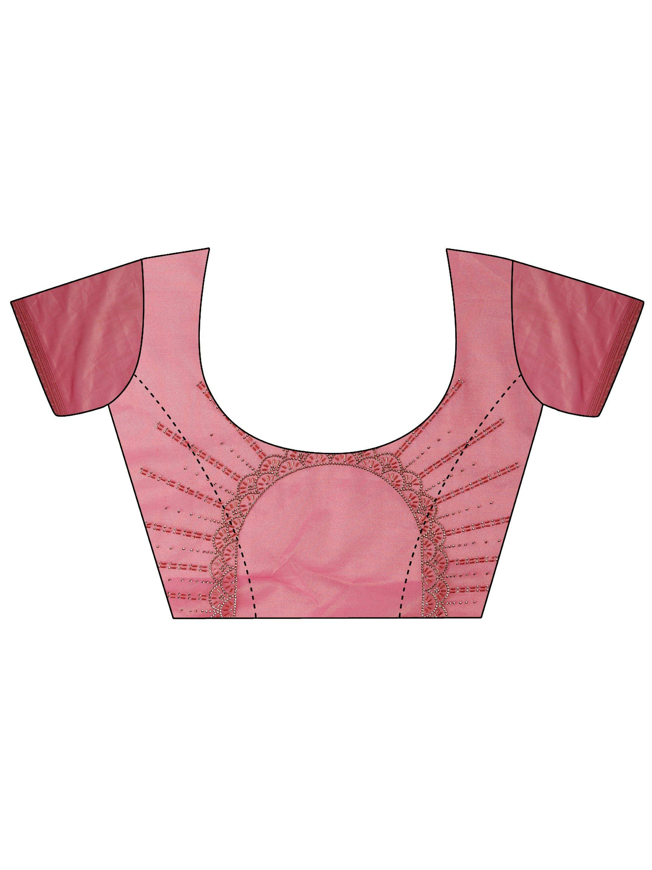 Pink Embellished Nylon Sarees With Unstitched Blouse Piece