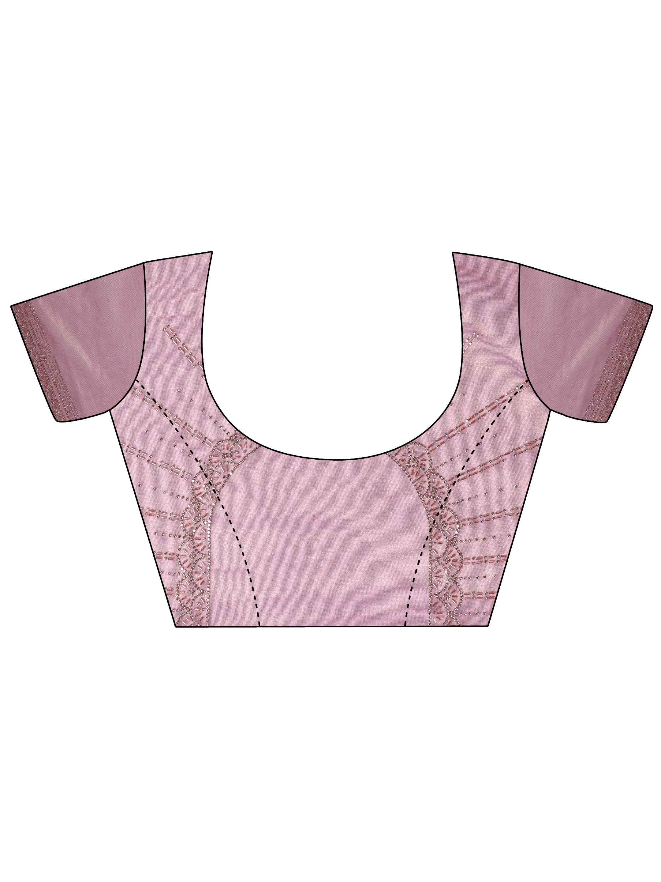 Mauve Embellished Nylon Sarees With Unstitched Blouse Piece