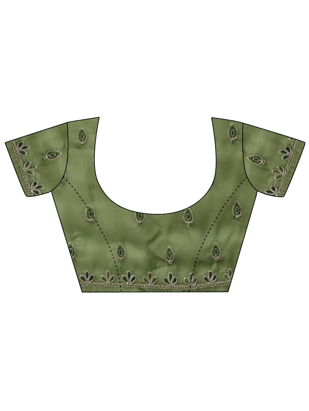 Green Embroidered Silk Blend Sarees With Unstitched Blouse Piece