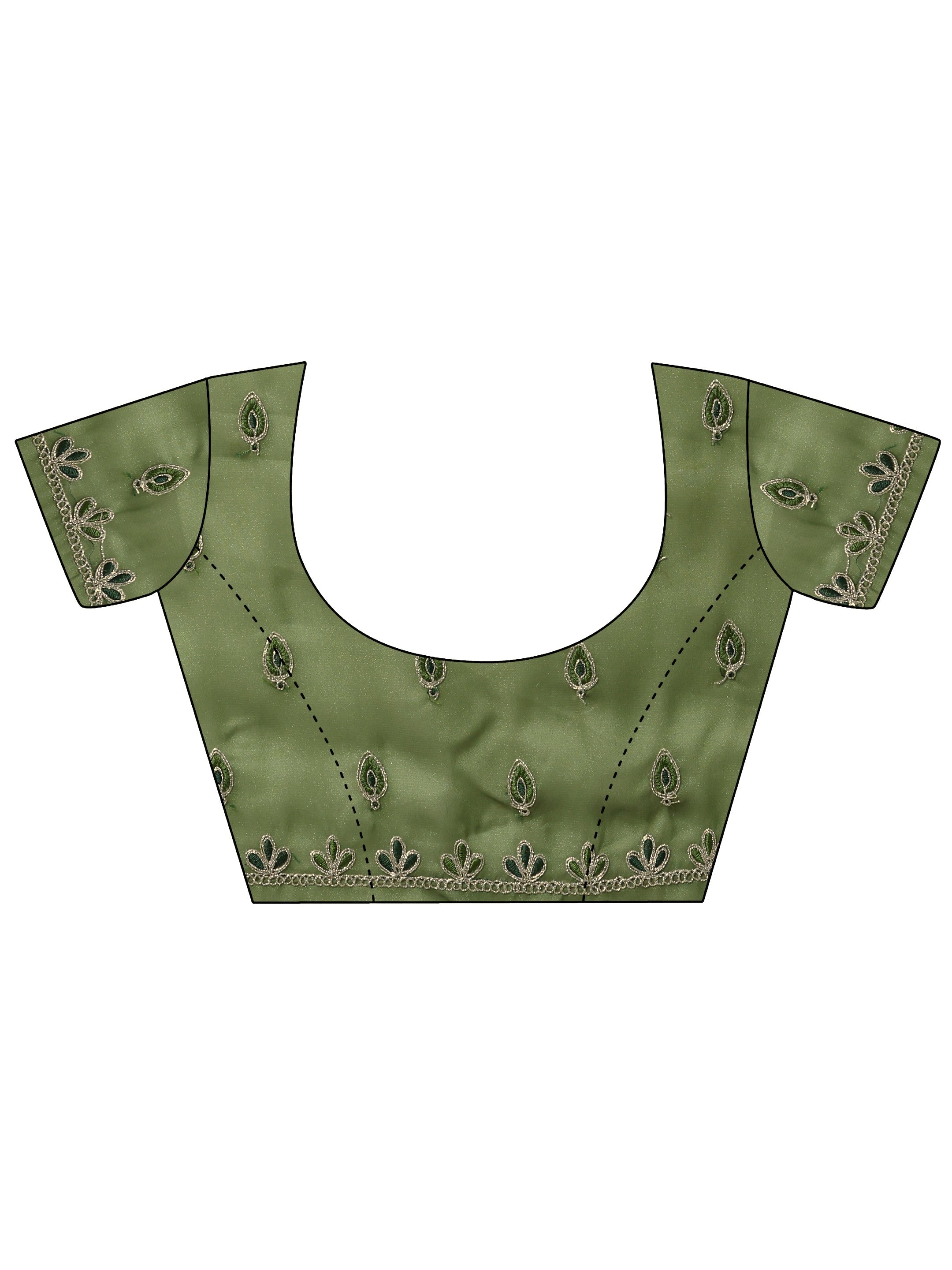 Green Embroidered Silk Blend Sarees With Unstitched Blouse Piece