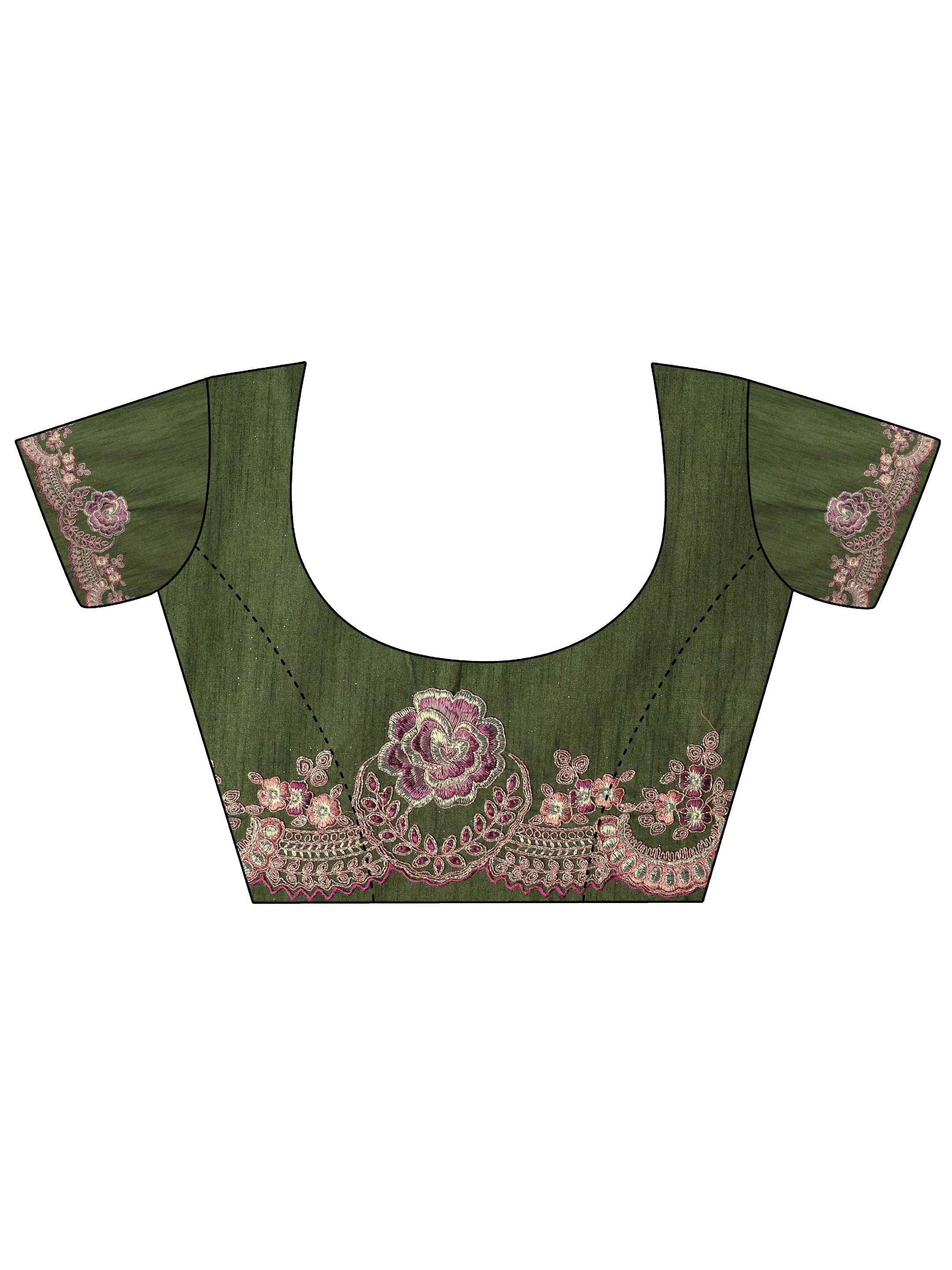 Mauve Embroidered Silk Blend Sarees With Unstitched Blouse Piece