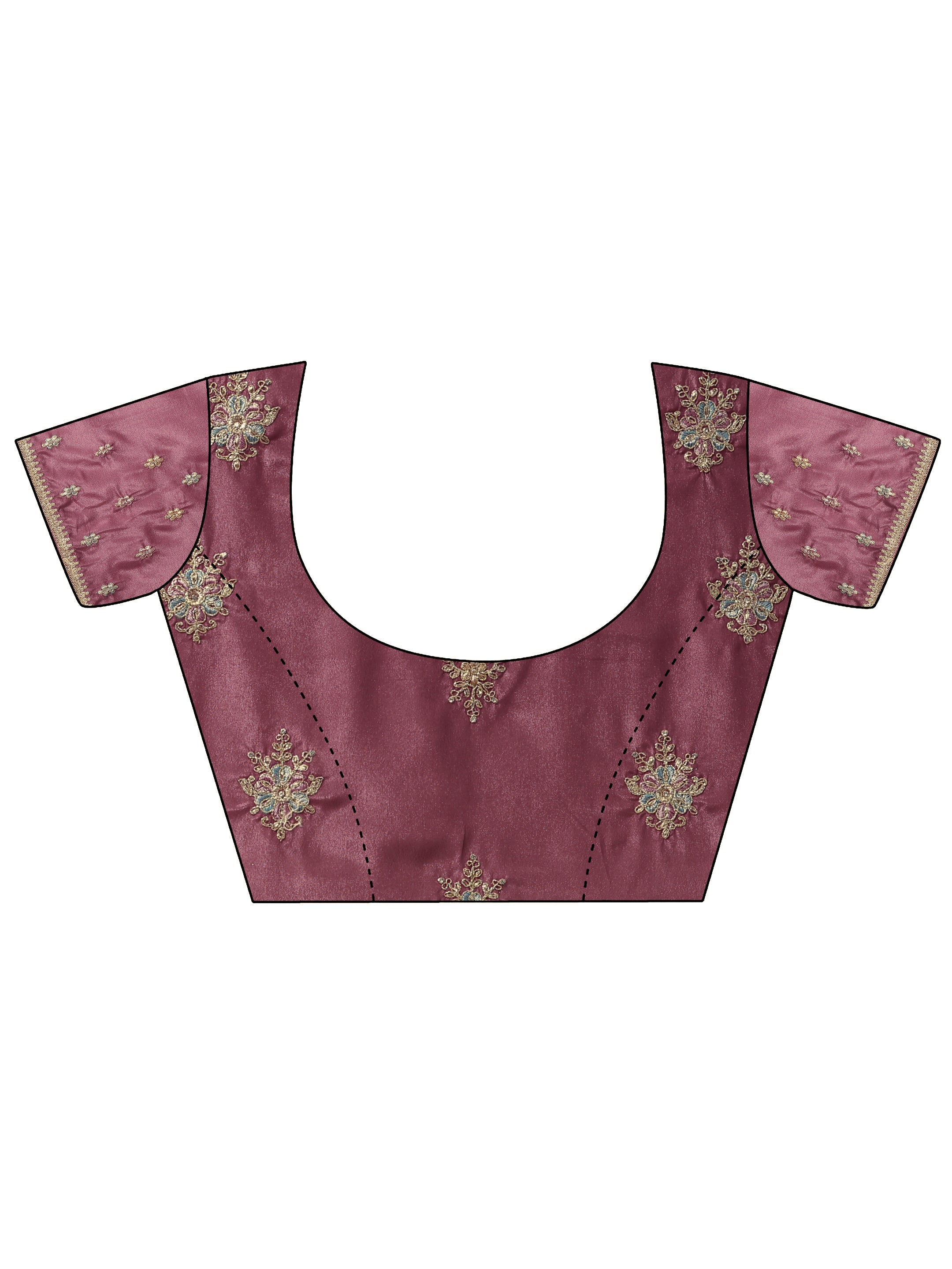 Mauve Embroidered Silk Blend Saree With Unstitched Blouse Piece