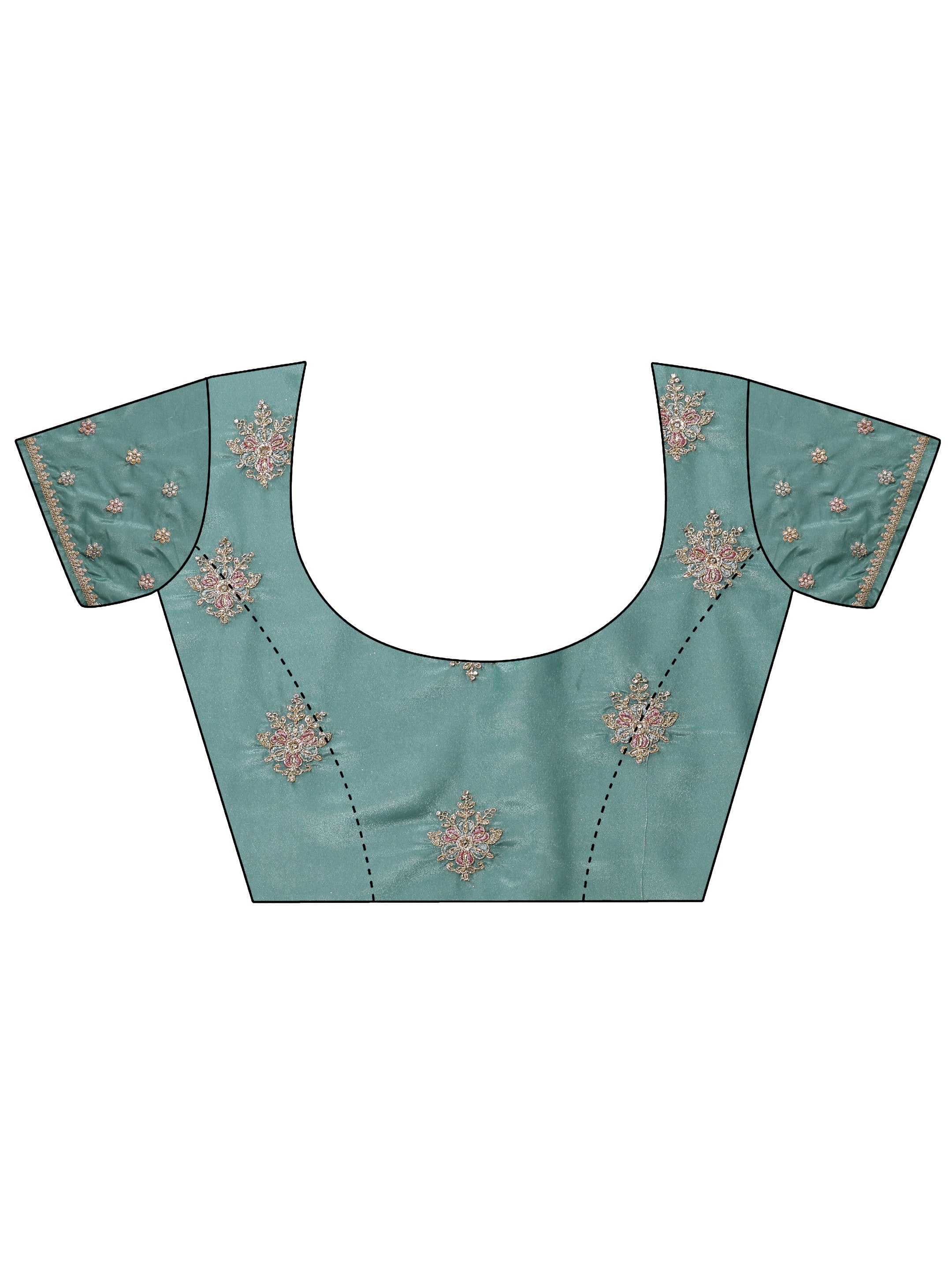 Blue Embroidered Silk Blend Saree With Unstitched Blouse Piece