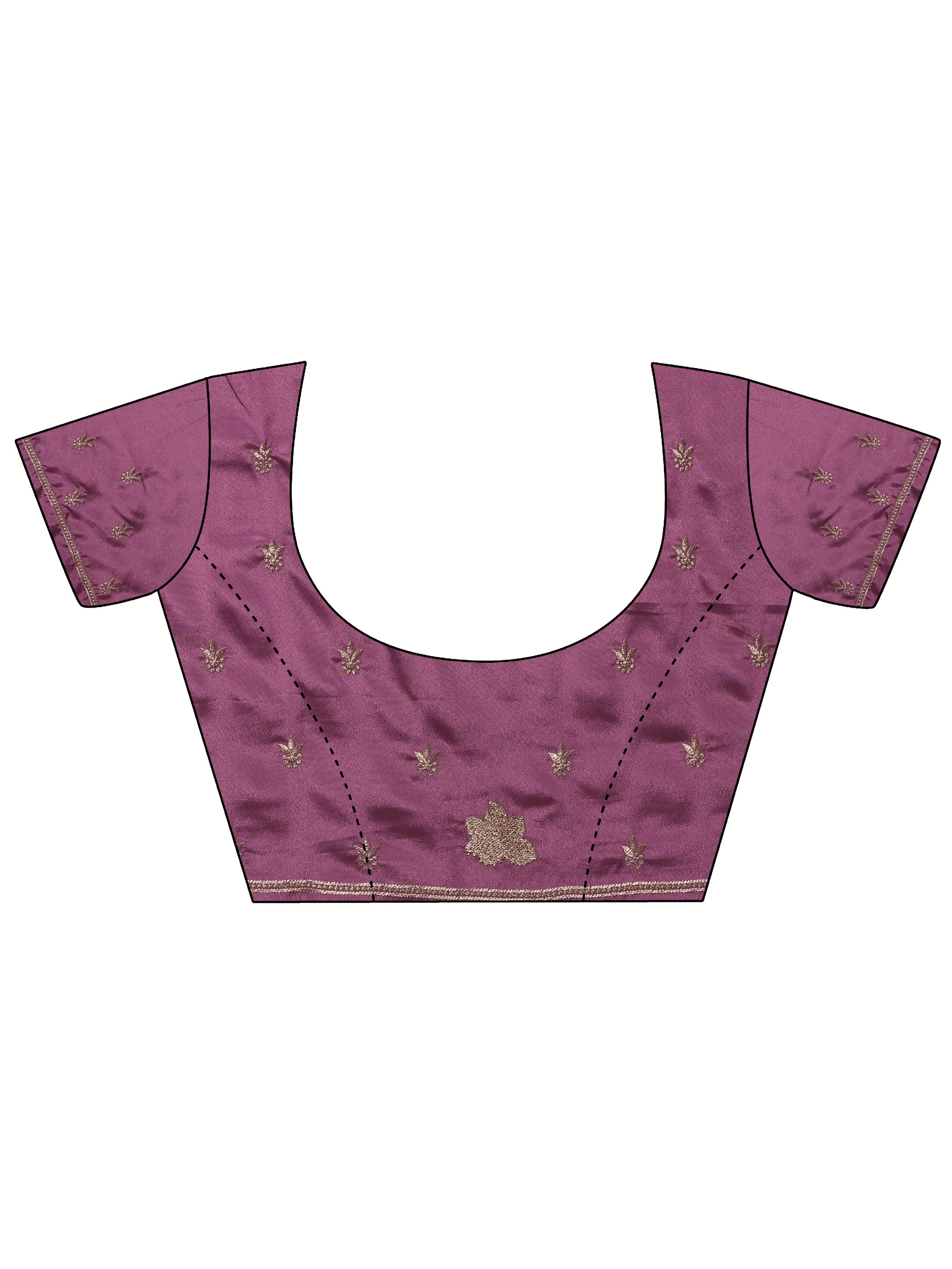 Mauve Embroidered Silk blend Saree With Unstitched Blouse Piece