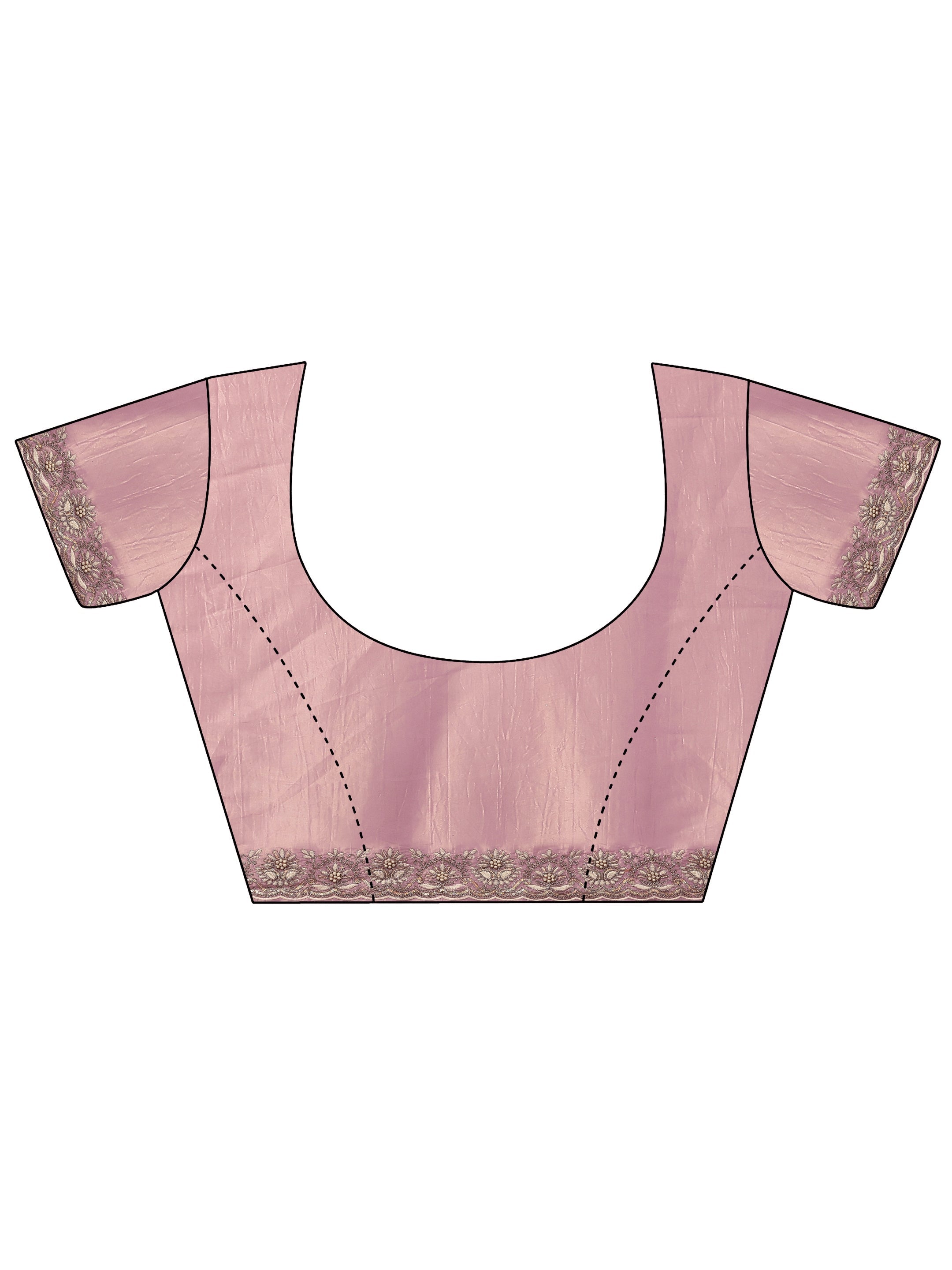 Pink Embroidered Organza Saree With Unstitched Blouse Piece