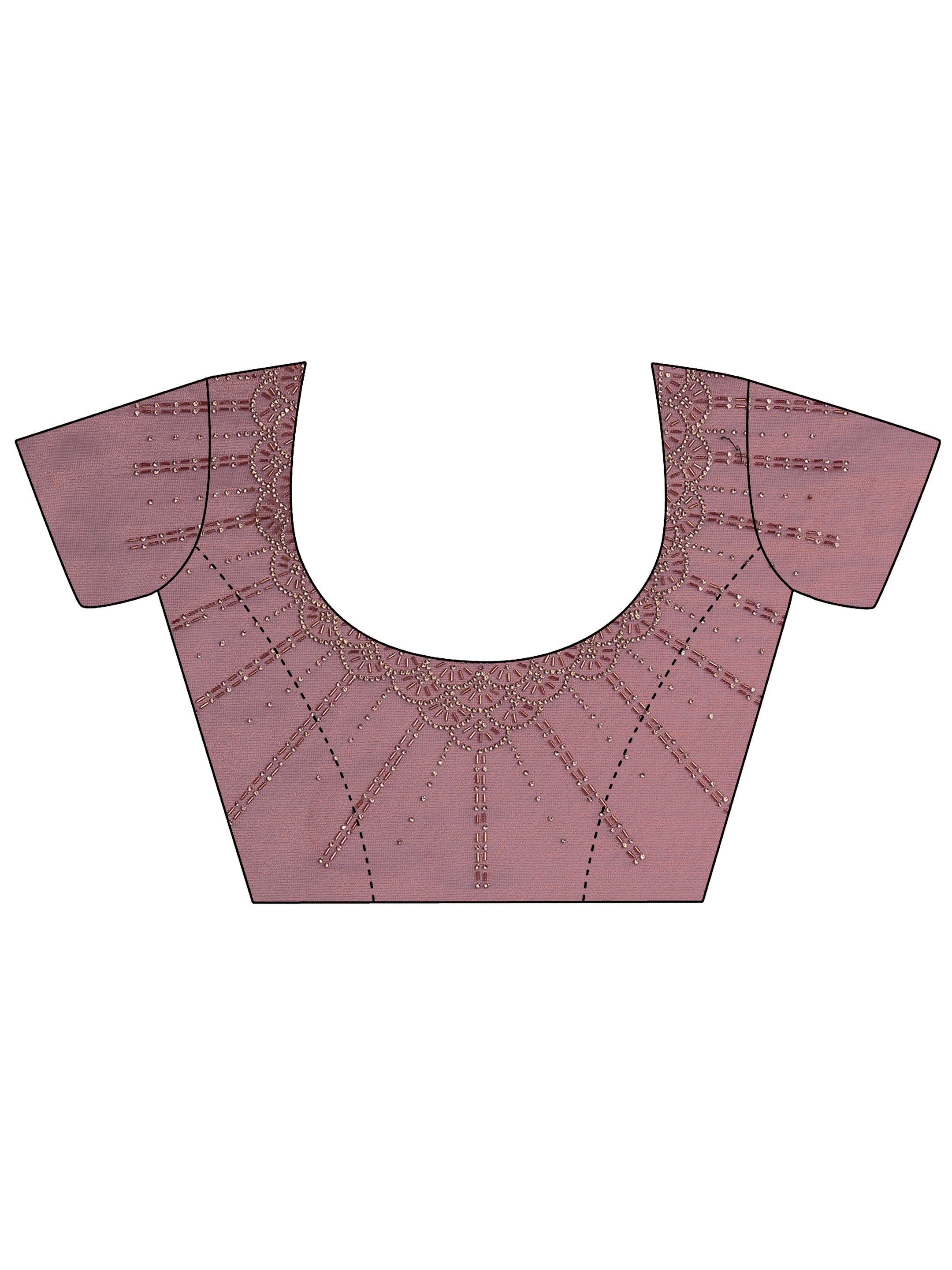 Mauve Embellished Nylon Saree With Unstitched Blouse Piece