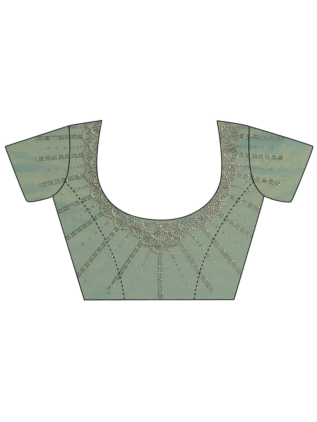 Green Embellished Nylon Saree With Unstitched Blouse Piece