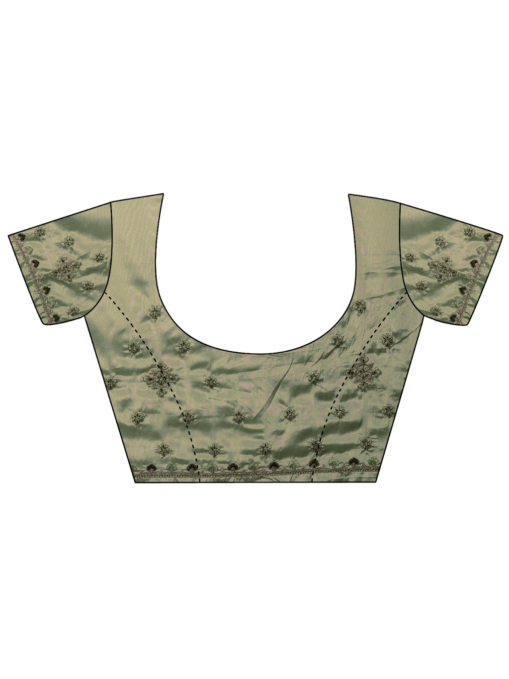 Green Embroidered Crepe Saree With Unstitched Blouse Piece