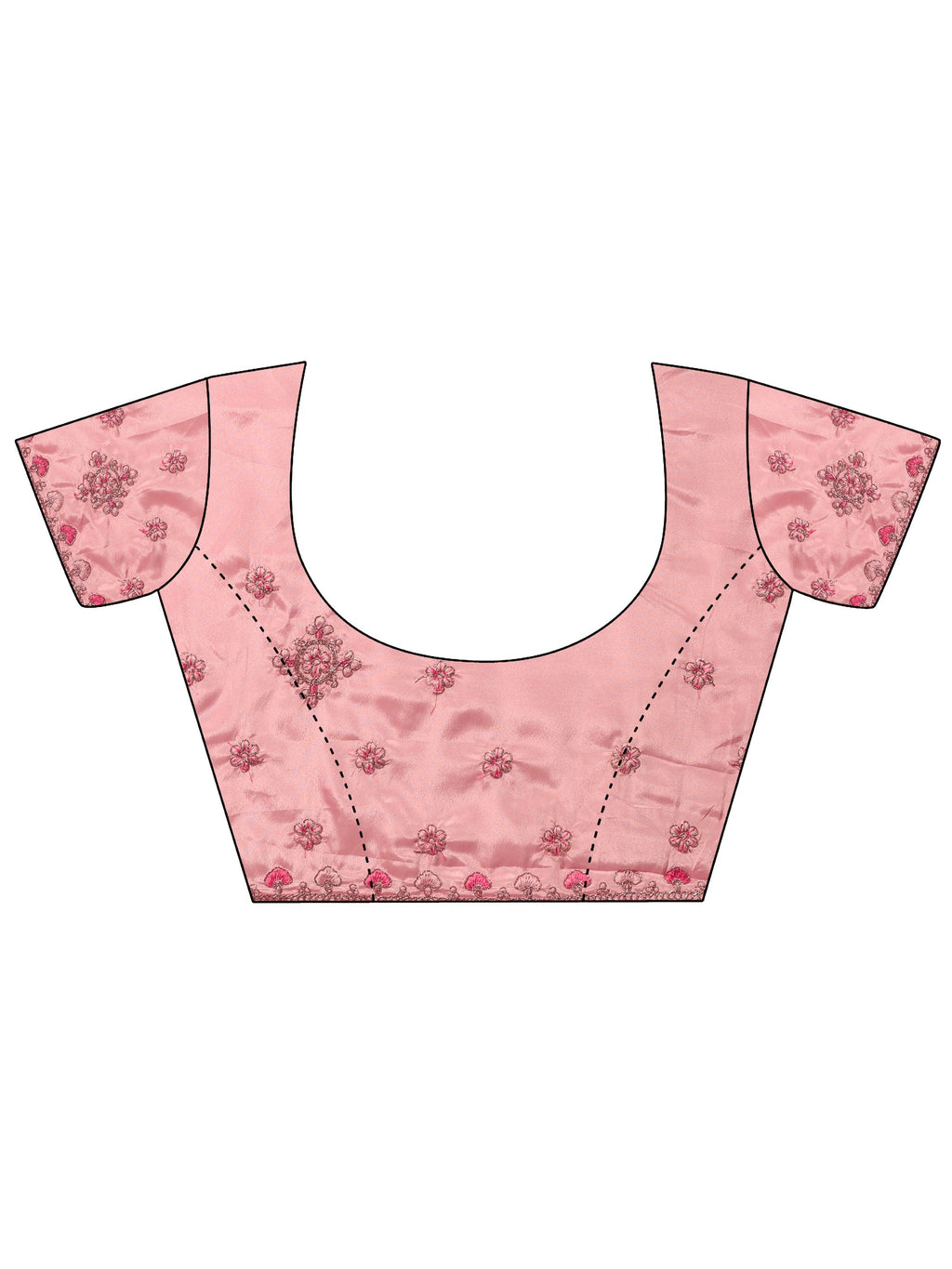 Pink Embroidered Crepe Saree With Unstitched Blouse Piece