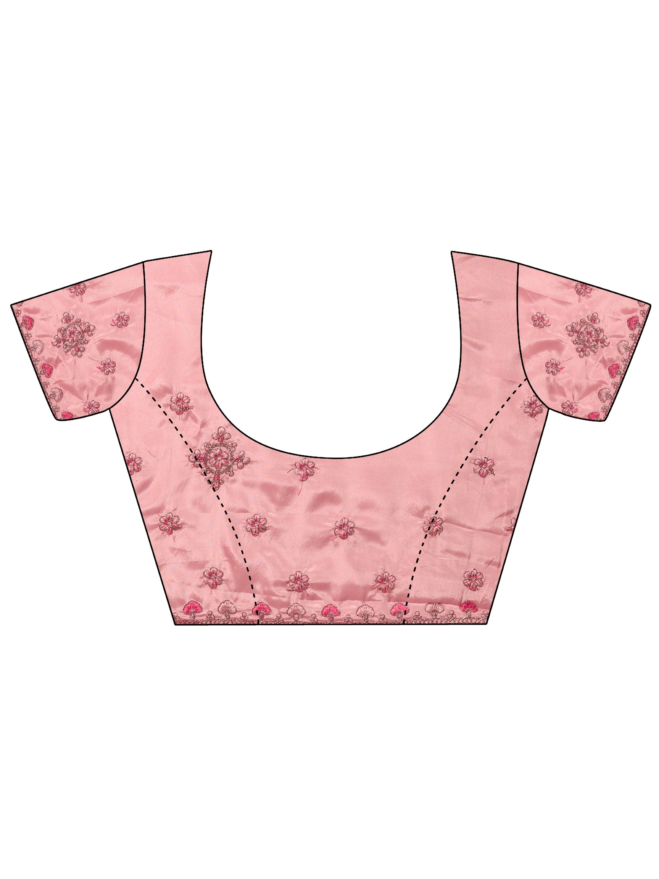 Pink Embroidered Crepe Saree With Unstitched Blouse Piece