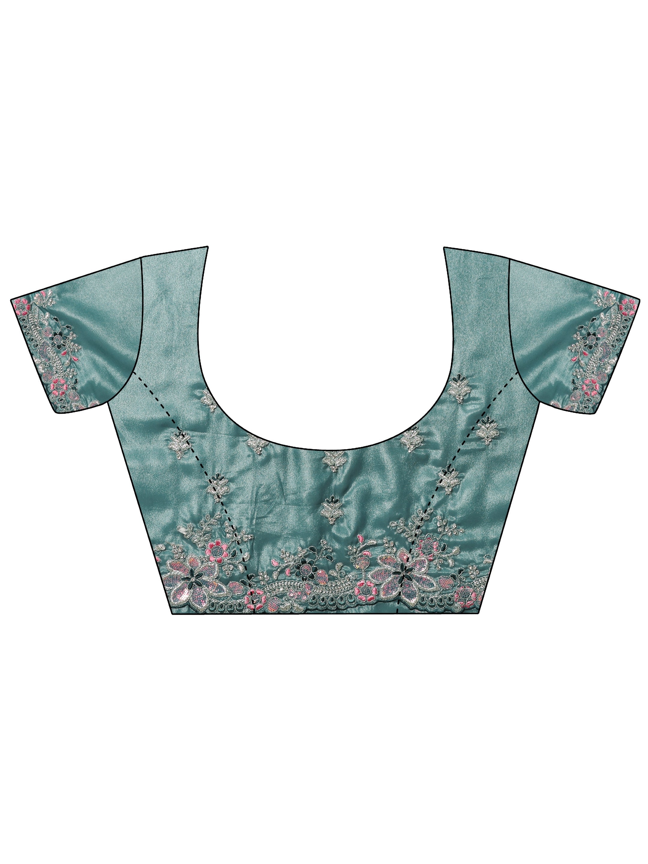 Blue Embroidered Crepe Saree With Unstitched Blouse Piece