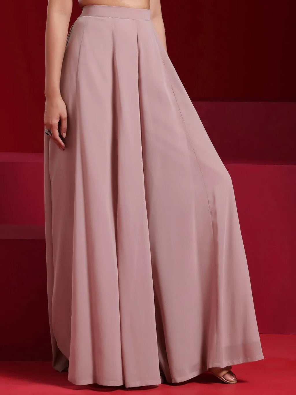 Libas Art Dusty Pink Georgette Solid 3 Piece Co-Ords